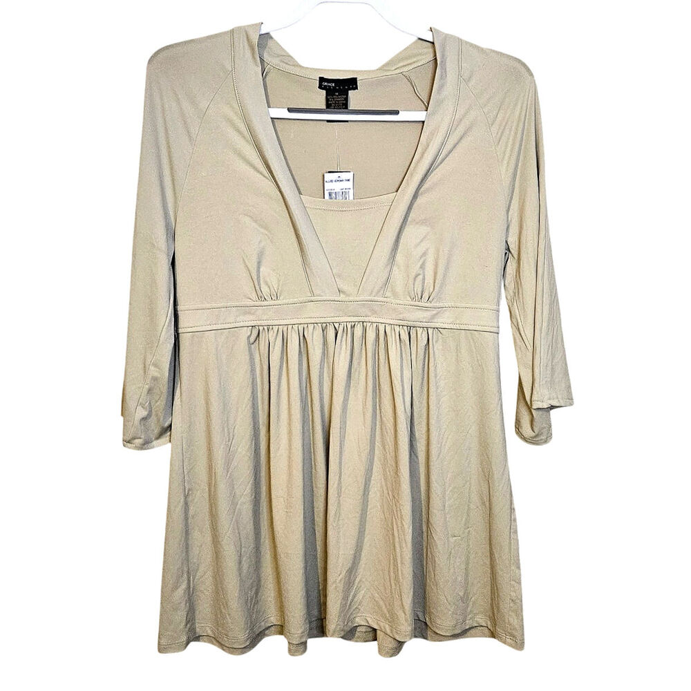 Grace Elements Size Medium Light Sage Pastel Green Blouse Boho NEW NWT Stretchy